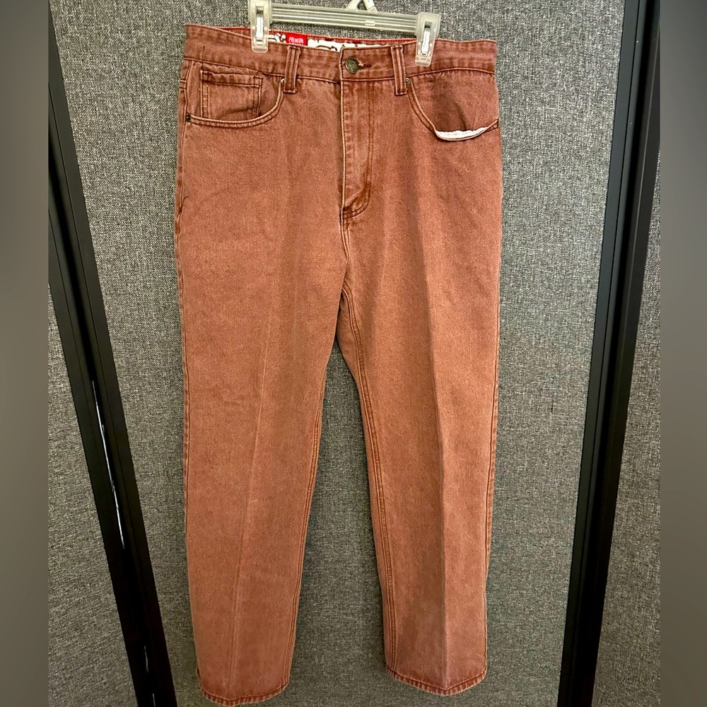 Maroon, burgundy, brown Switch jeans, 36x34 men’s.